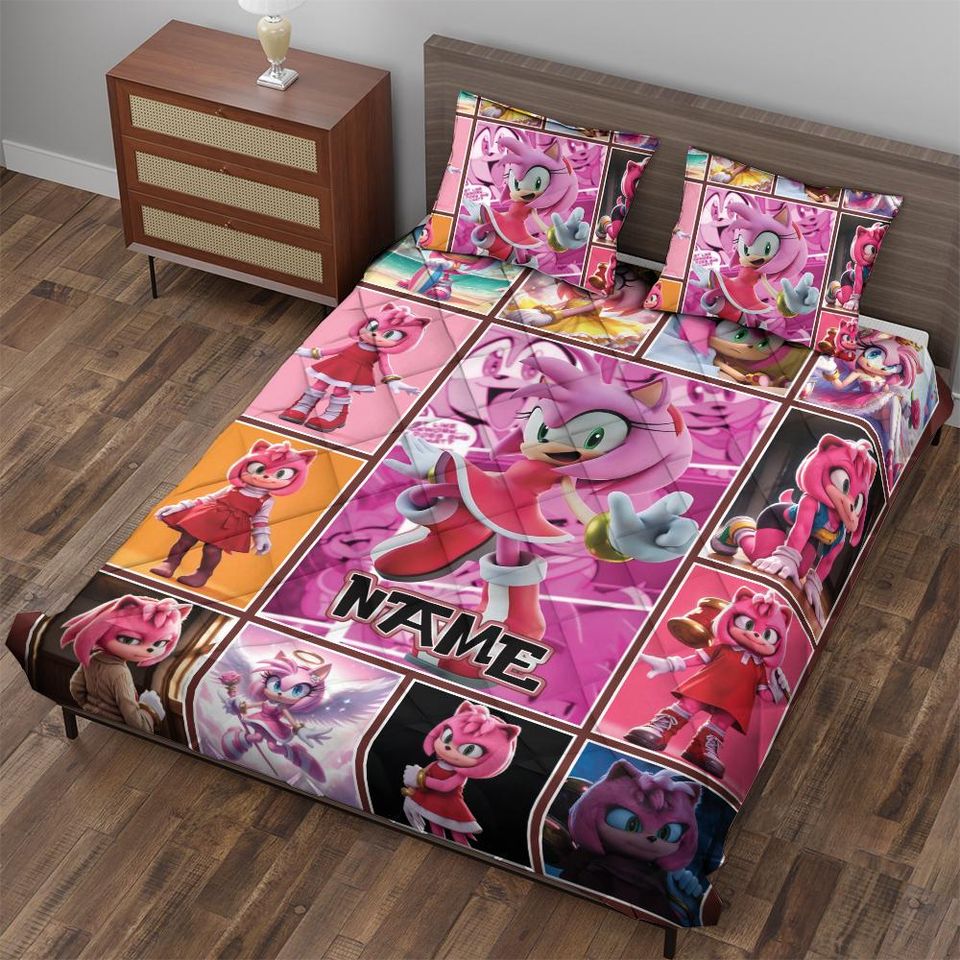 Personalized Amy Rose Blanket: Custom Sonic the Hedgehog Bedding