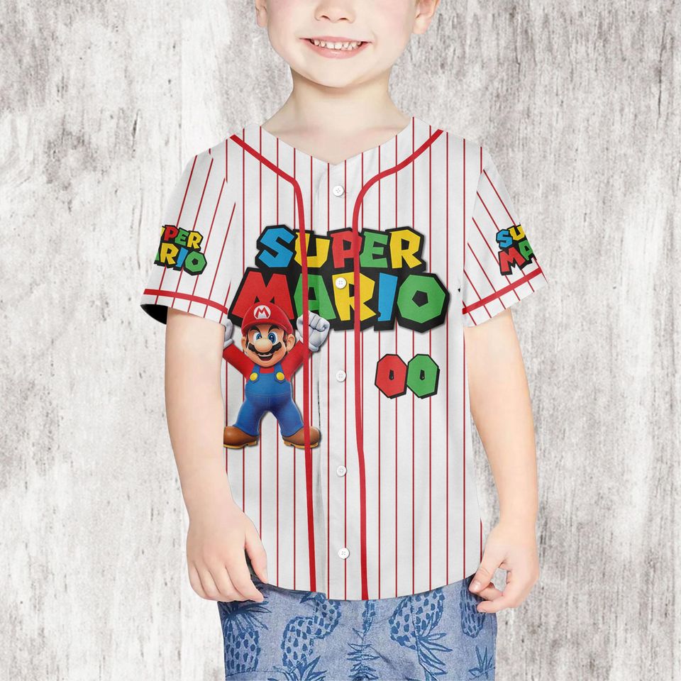 Personalized Super Mario Baseball Jersey |  Mario Baseball Jersey | Jersey for Kids
