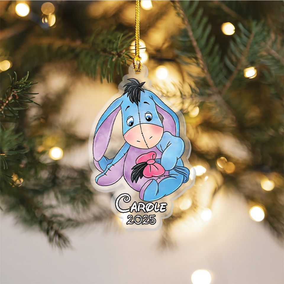Personalized Eeyore Christmas Ornament, Custom Name Xmas Gift