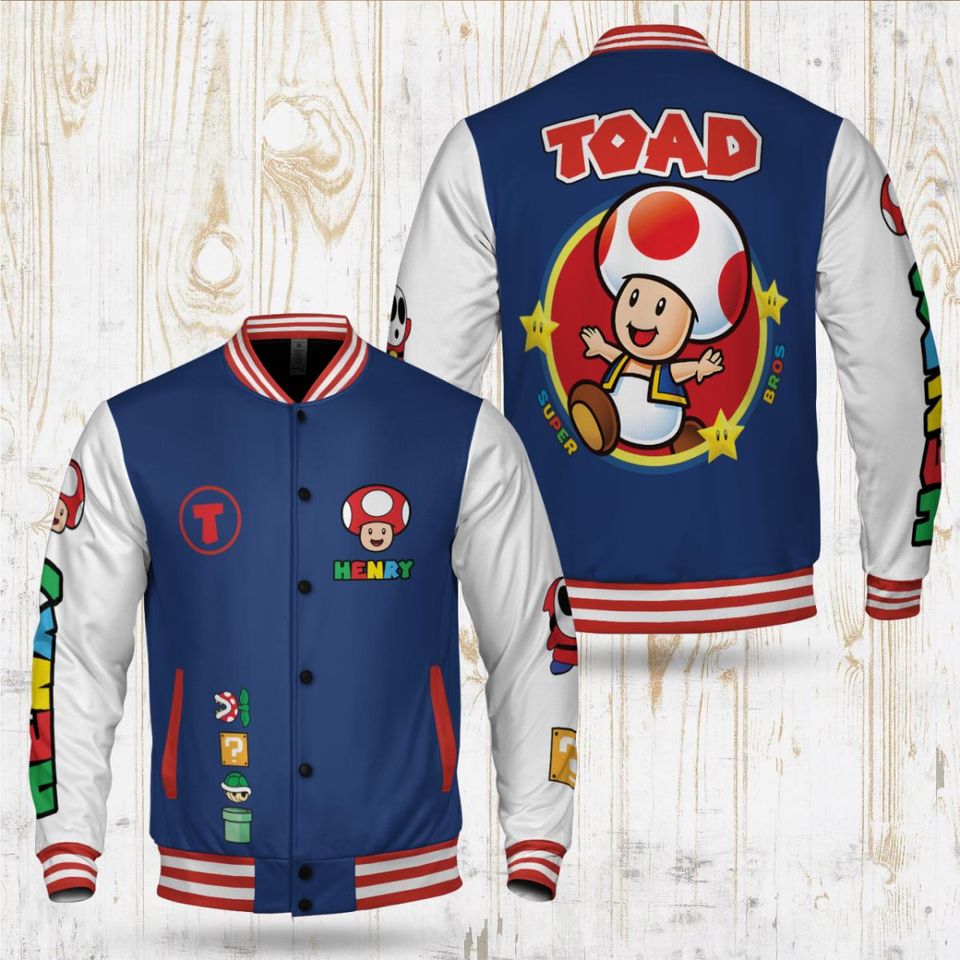 Personalized Super Mario Varsity Jacket: Custom Family Birthday Gift