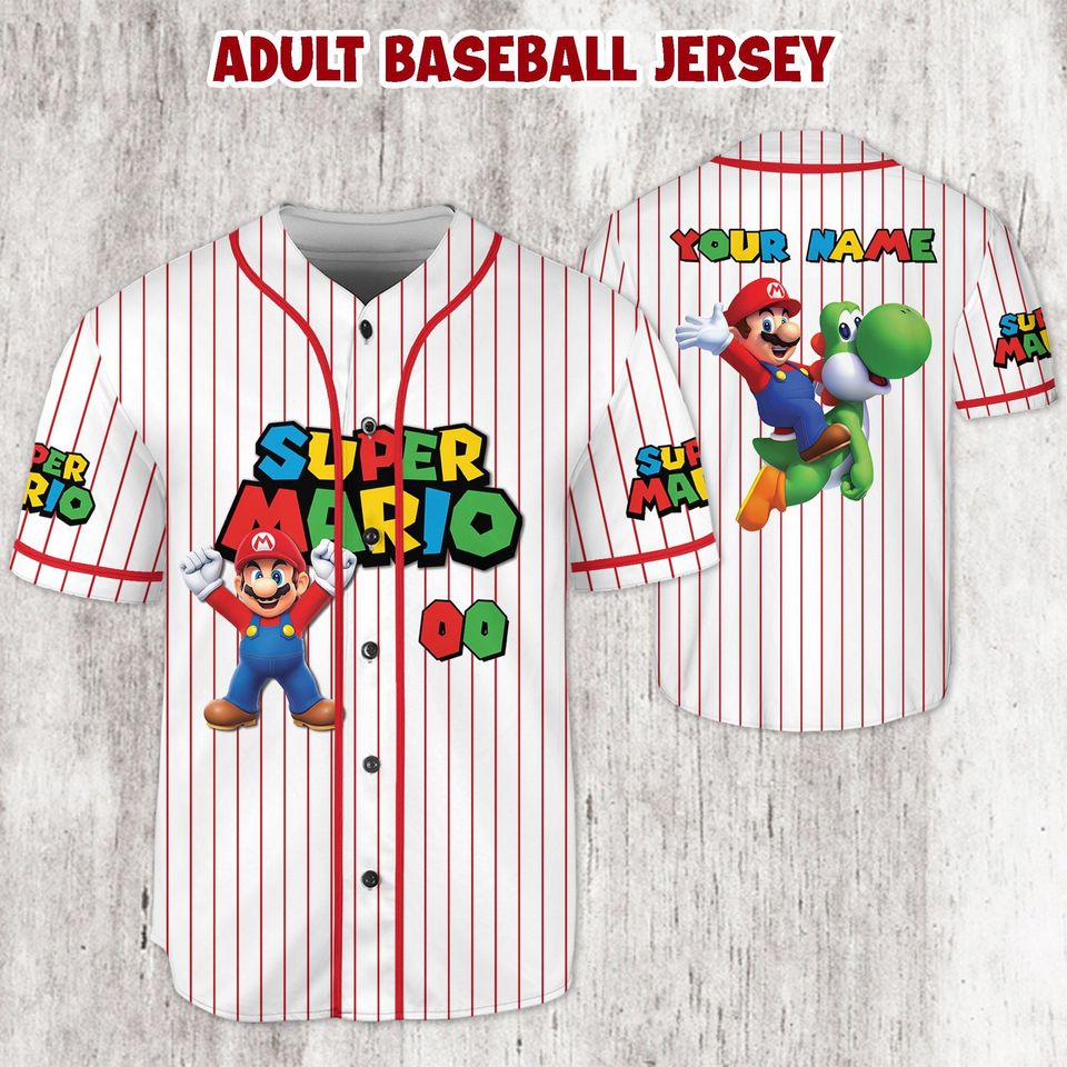 Personalized Super Mario Baseball Jersey |  Mario Baseball Jersey | Jersey for Kids