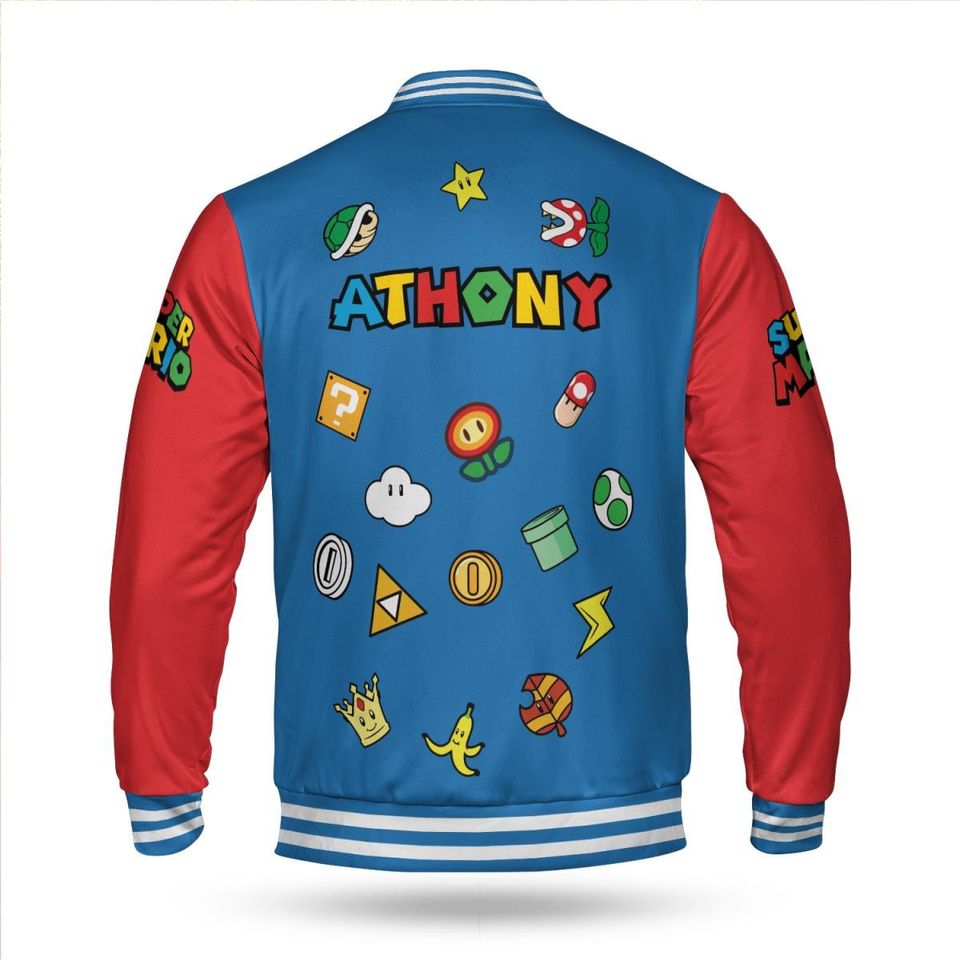 Personalized Super Mario Baseball Varsity Jacket