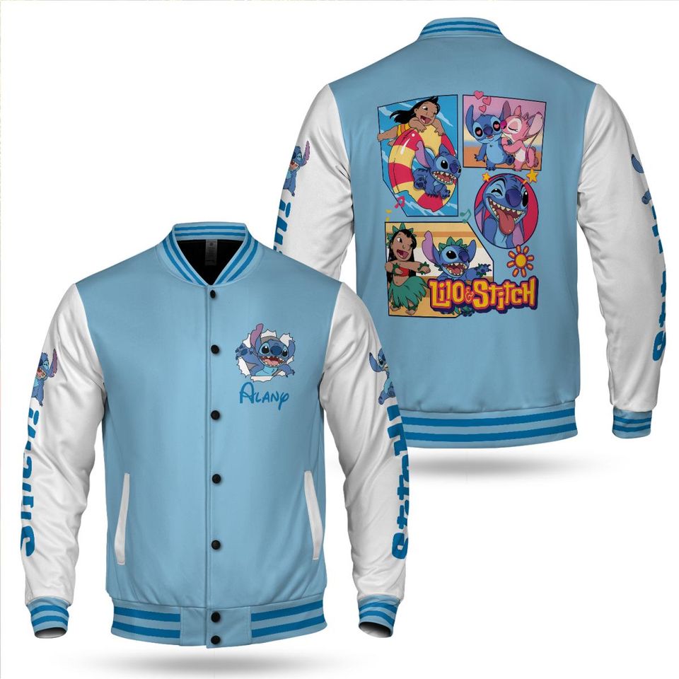 Personalized Lilo & Stitch Baseball Jacket
