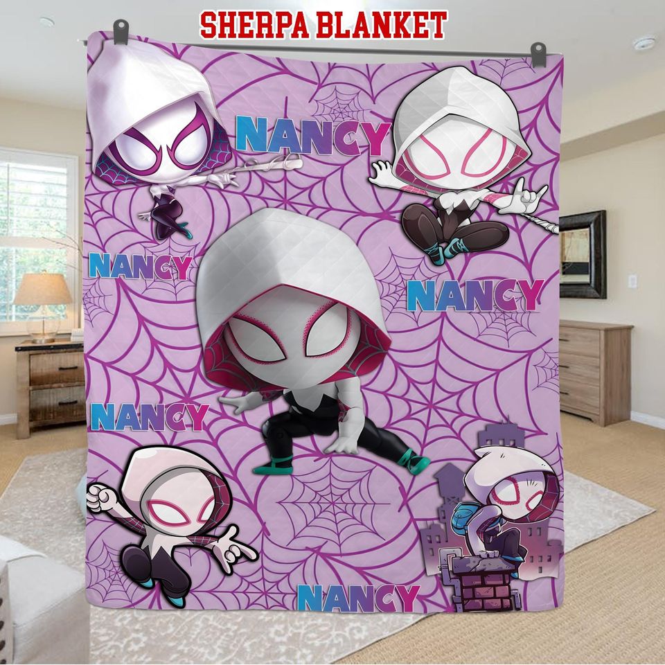 Custom Spider Gwen Fleece Blanket: Spidey and Friends Blanket