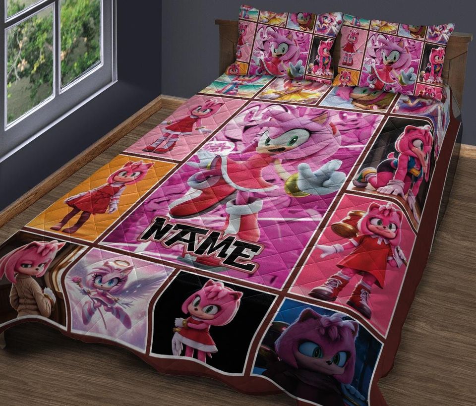 Personalized Amy Rose Blanket: Custom Sonic the Hedgehog Bedding