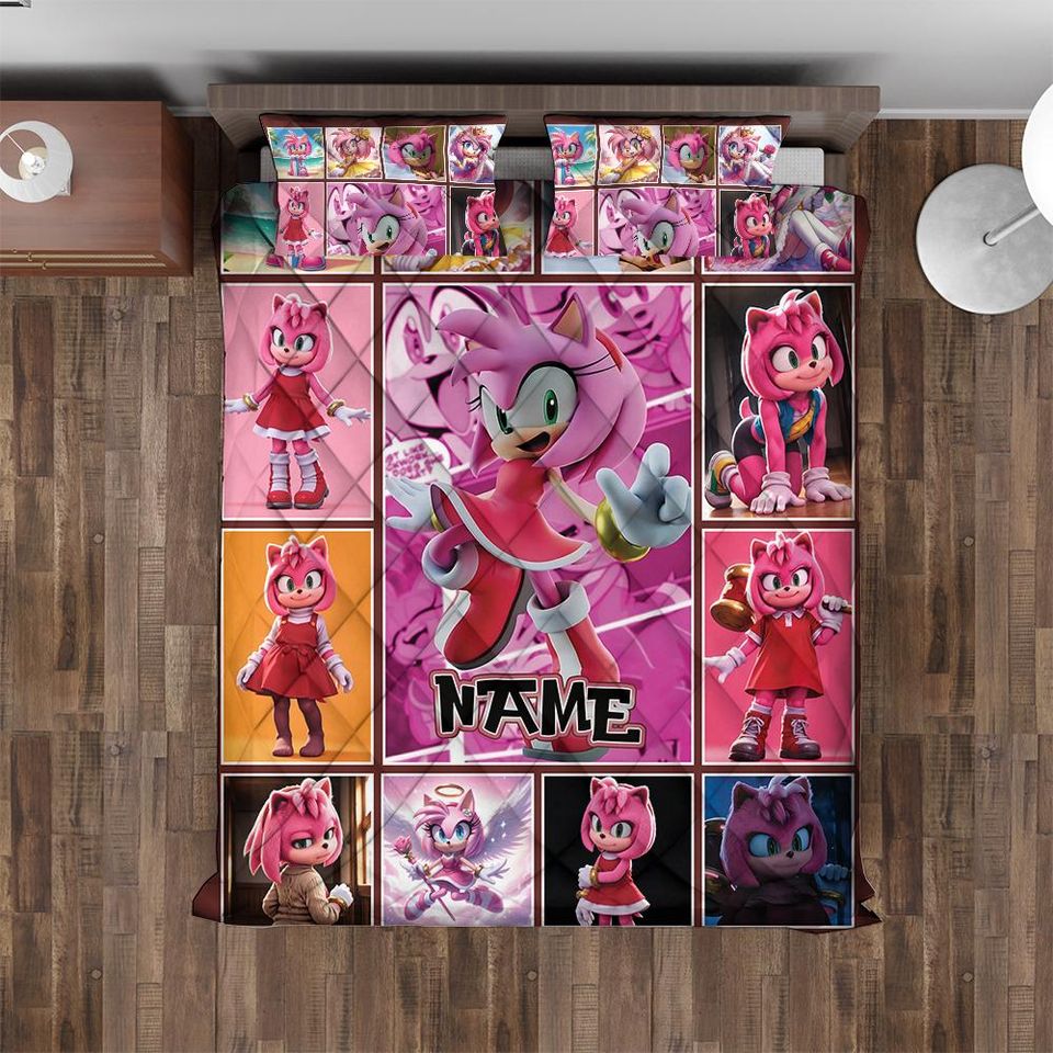 Personalized Amy Rose Blanket: Custom Sonic the Hedgehog Bedding