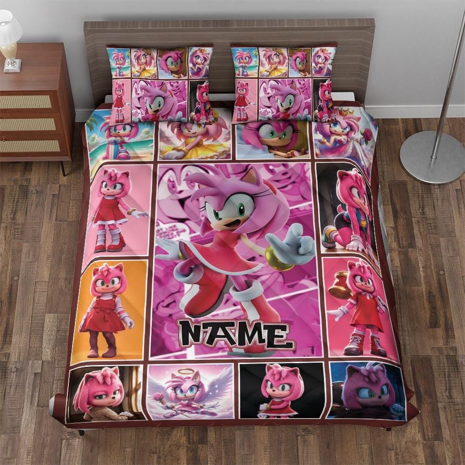 Personalized Amy Rose Blanket: Custom Sonic the Hedgehog Bedding