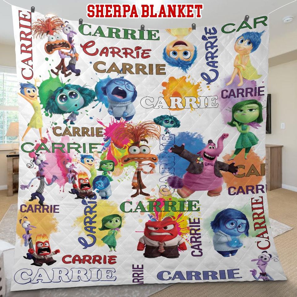 Personalized Inside Out 2 Blanket, Custom Name Blanket