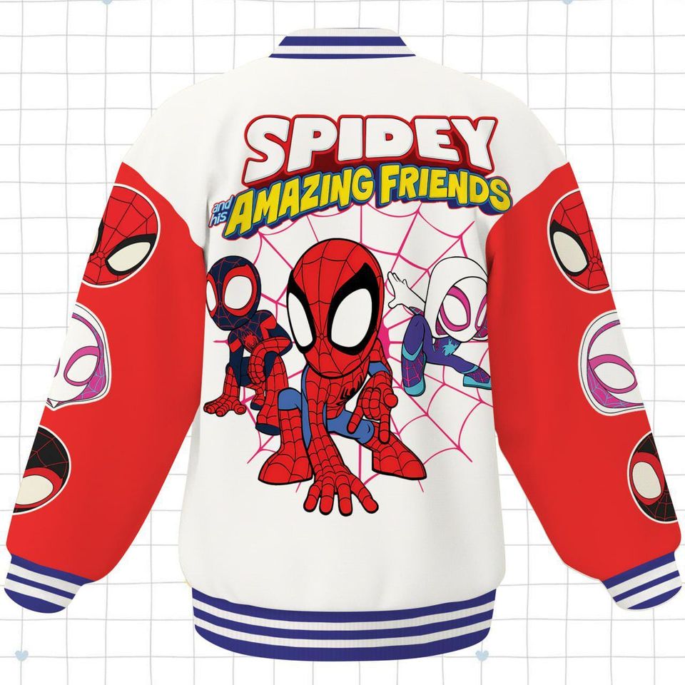 Custom Spidey And His Amazing Friends Varsity Jacket, Kids Varsity Jacket