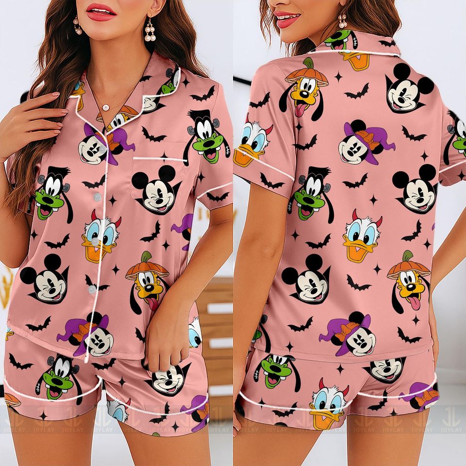 Mickey Vampire Pluto Pumpkin Minnie Witch Donald Duck Unisex Pajamas Set