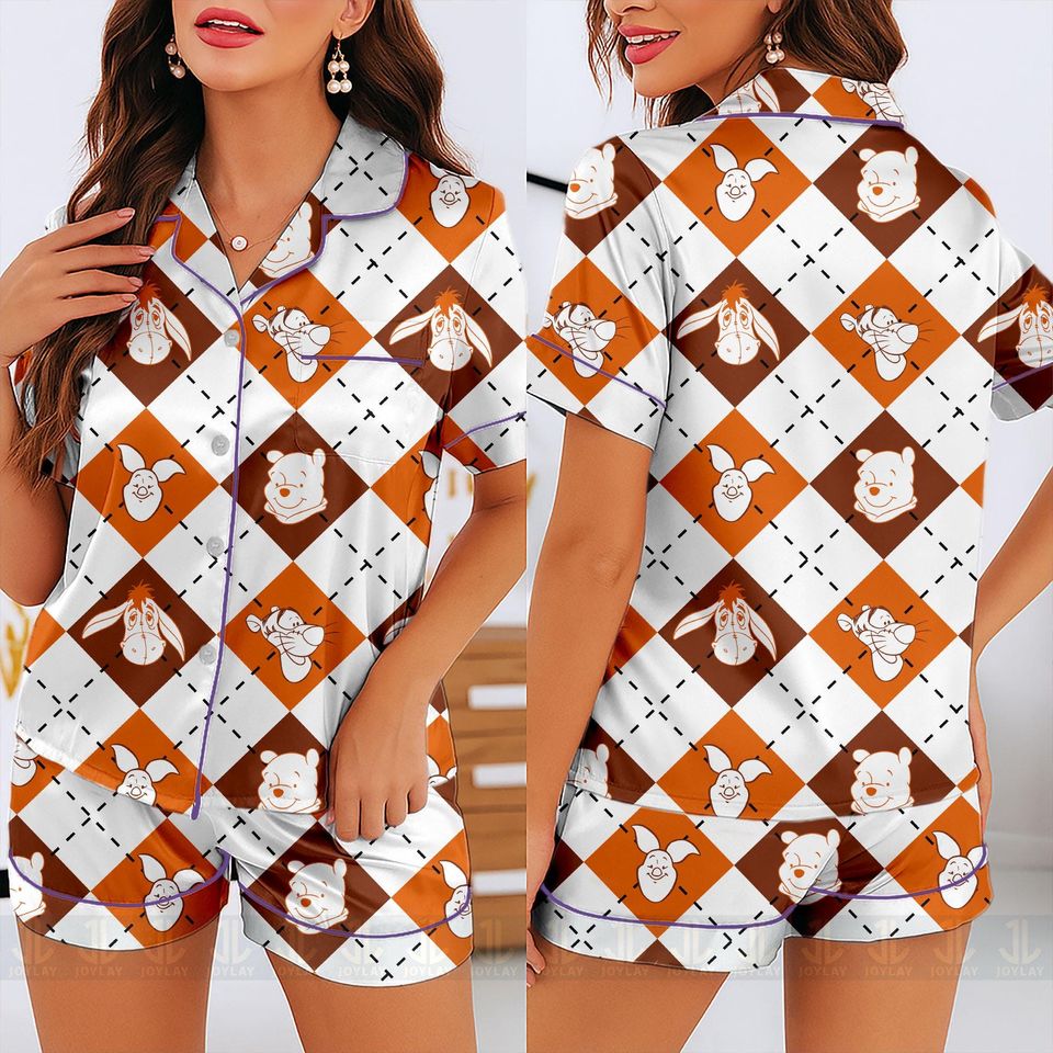 Mickey Friends Checkered Argyle Unisex Pajamas Set