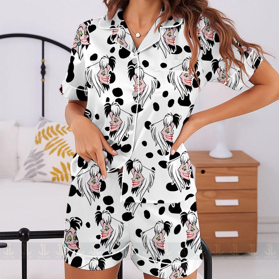 Cruella 101 Dalmatian Unisex Pajamas Set, Spooky Season Pajamas