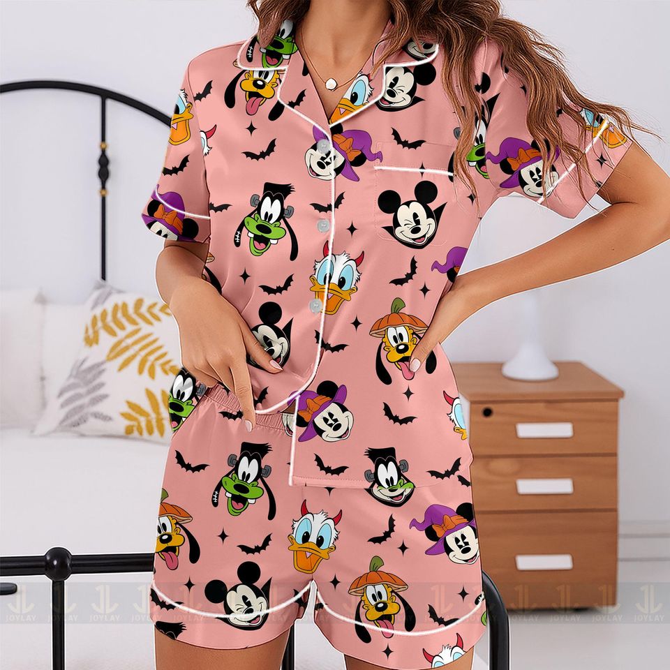 Mickey Vampire Pluto Pumpkin Minnie Witch Donald Duck Unisex Pajamas Set