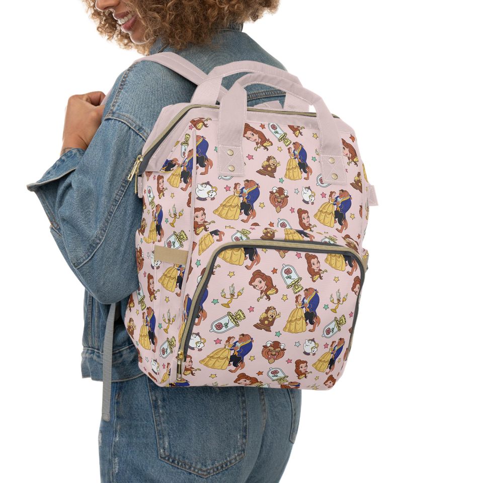 Beauty & The Beast Diaper Bag  Princess Belle Baby Backpack  Enchanted Rose Nursery Bag