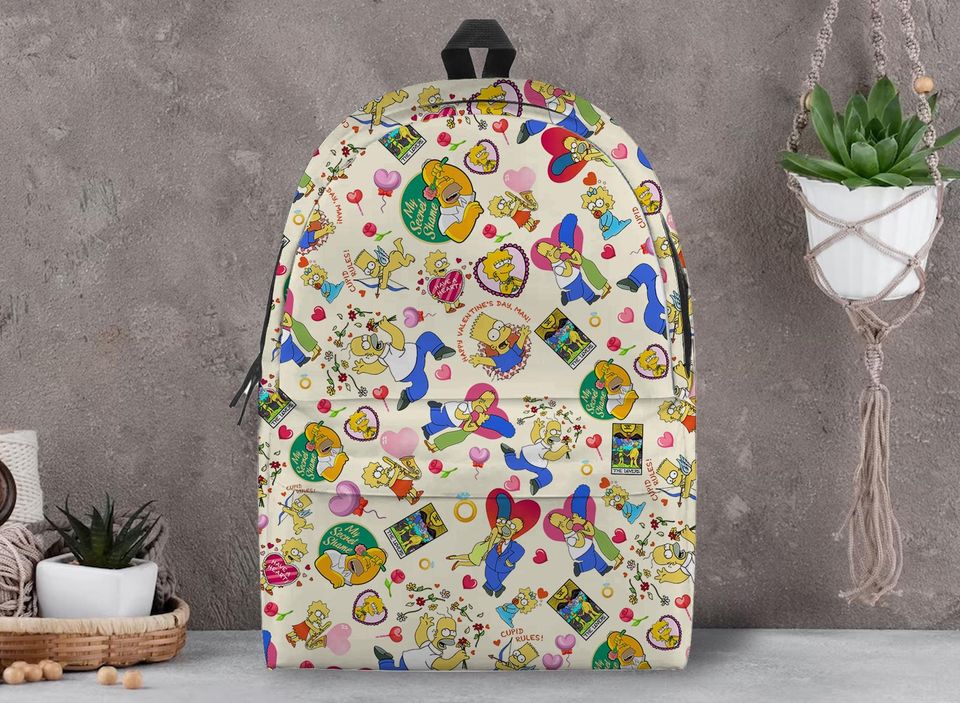 The Simpsons Family Backpack, The Simpsons School Bag, Laptop Backpack, Gift, Backpack