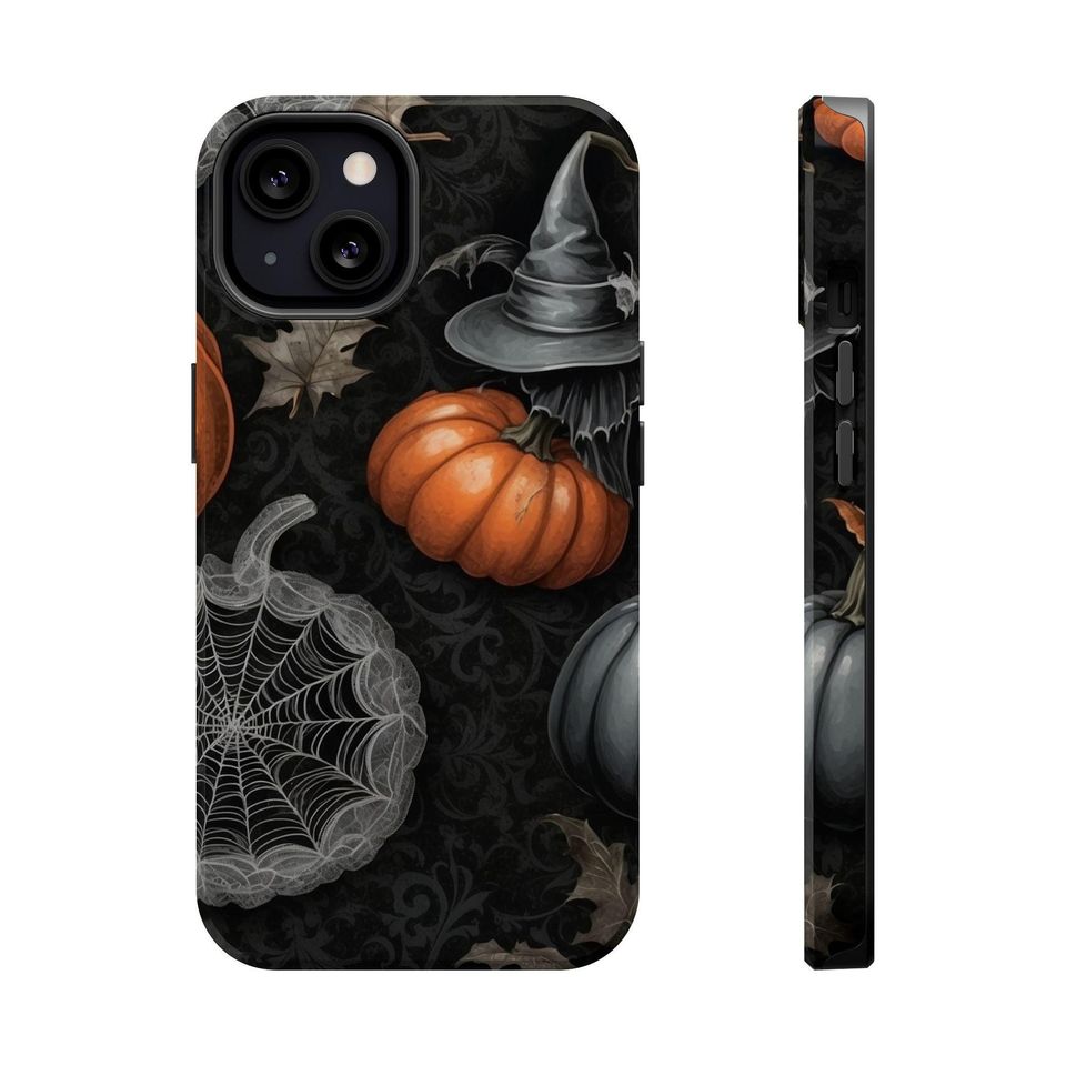 Spooky Witch Hat iPhone Case: Halloween Spiderwebs & Pumpkins