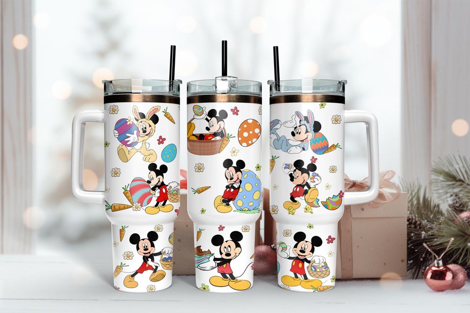 Mouse Cartoon Easter Day 40 Oz Tumbler , Easter Eggs Tumbler