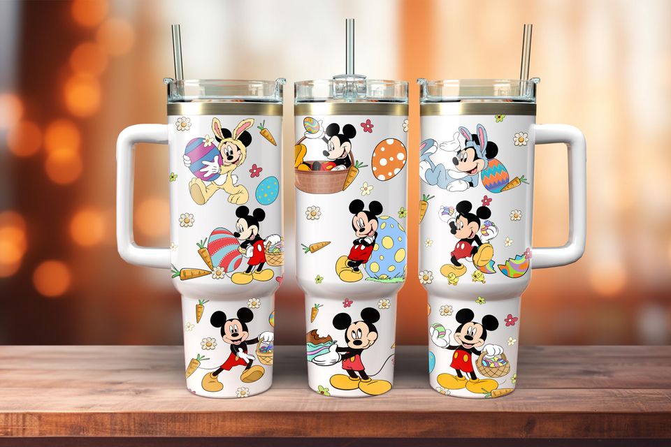 Mouse Cartoon Easter Day 40 Oz Tumbler , Easter Eggs Tumbler