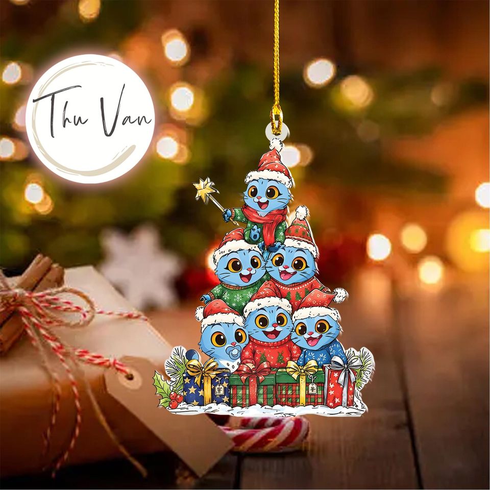 Cute Derpy Tiger Christmas Tree Ornament, Kpop Demon Hunters Christmas Ornament
