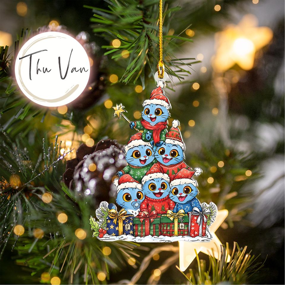 Cute Derpy Tiger Christmas Tree Ornament, Kpop Demon Hunters Christmas Ornament