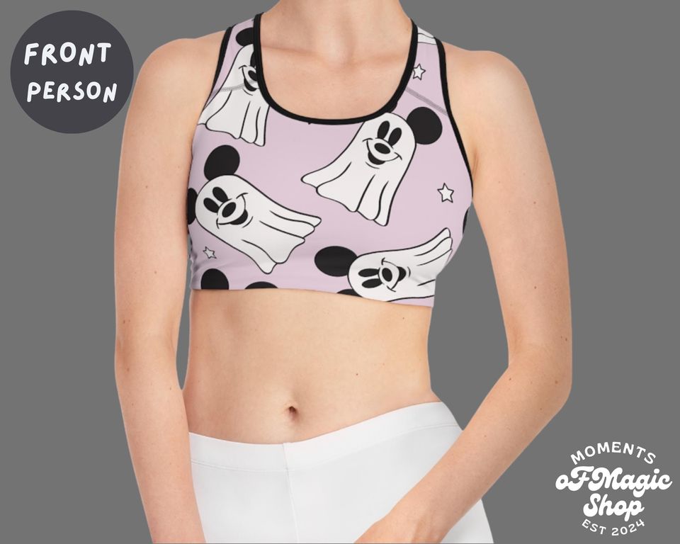 Magical Halloween Ghost Mouse Sports Bra