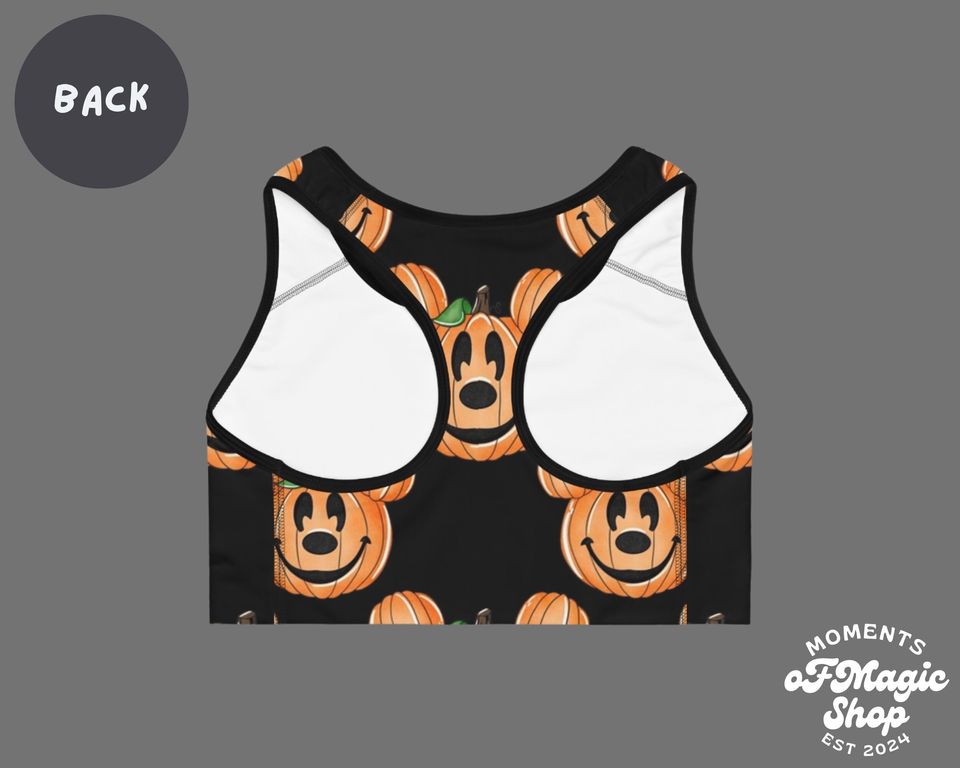 Halloween Pumpkin Mickey Head Sports Bra