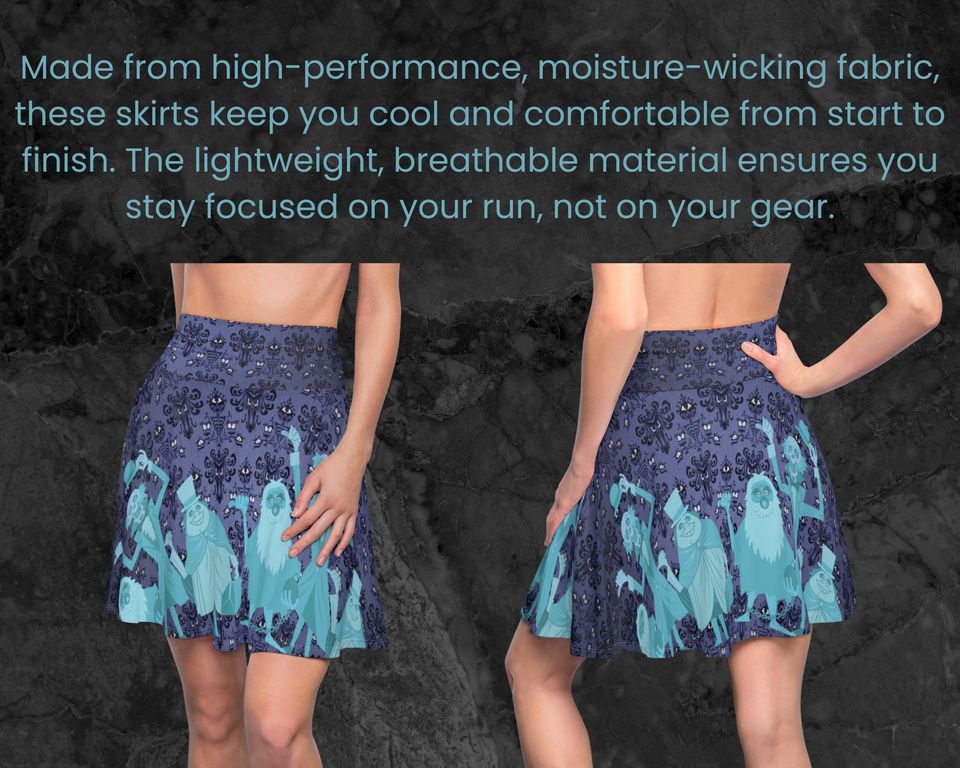 Hitch Hiking Ghosts - Haunted Mansion Wallpaper Running Skirt - Oogie Boogie Bash