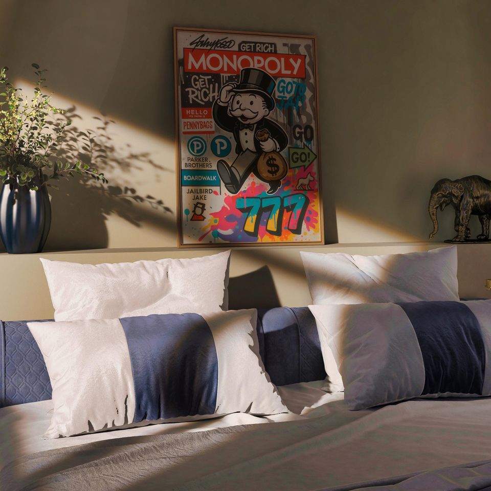 Monopoly Pop Art Poster: Mr. Monopoly Graffiti, Lucky Seven Print