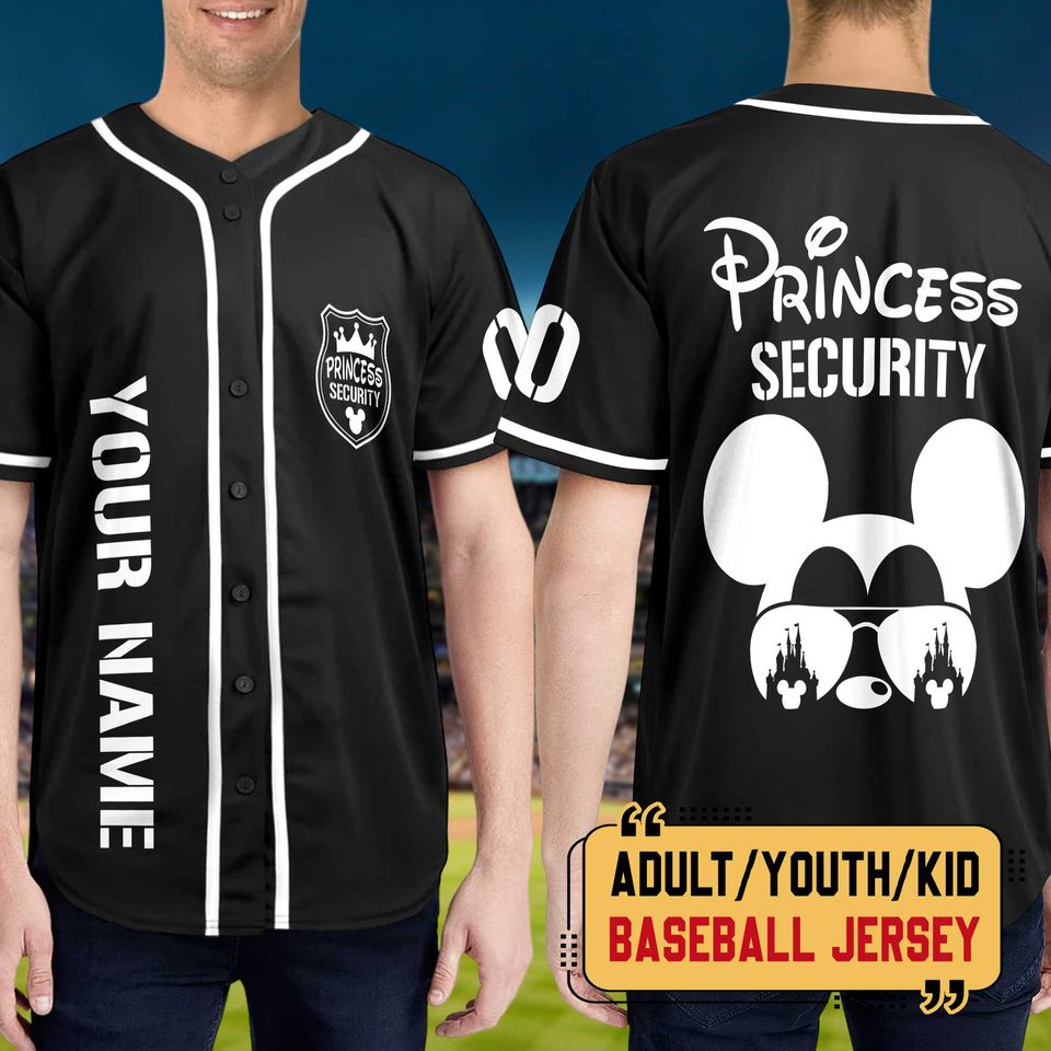 Personalized Princess Security Baseball Jersey, Disney Dad Shirt, Cool Dad Baseball Jersey