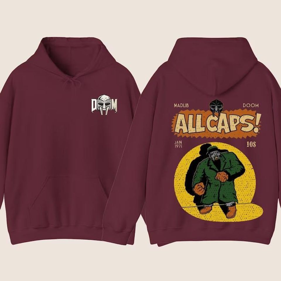 Mf Dooom Madlib All Caps Double Sided Hoodie