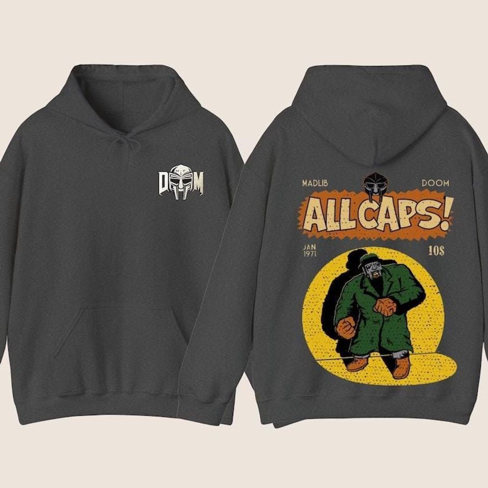 Mf Dooom Madlib All Caps Double Sided Hoodie