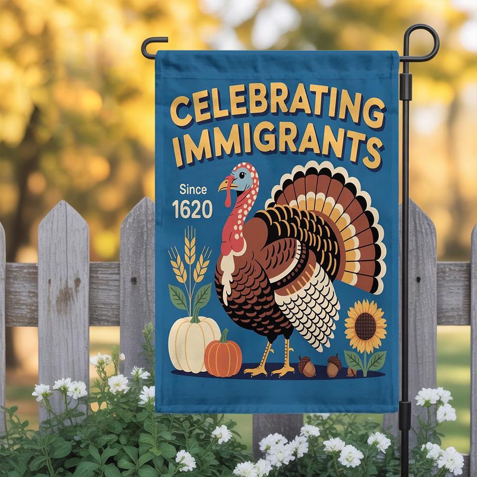 Anti-Trump Pro Immigrant Fall Protest Garden Flag, Thanksgiving Resist Fascism Yard Flag, Subtle Political Decor, Harvest Fall Outdoor Flag
