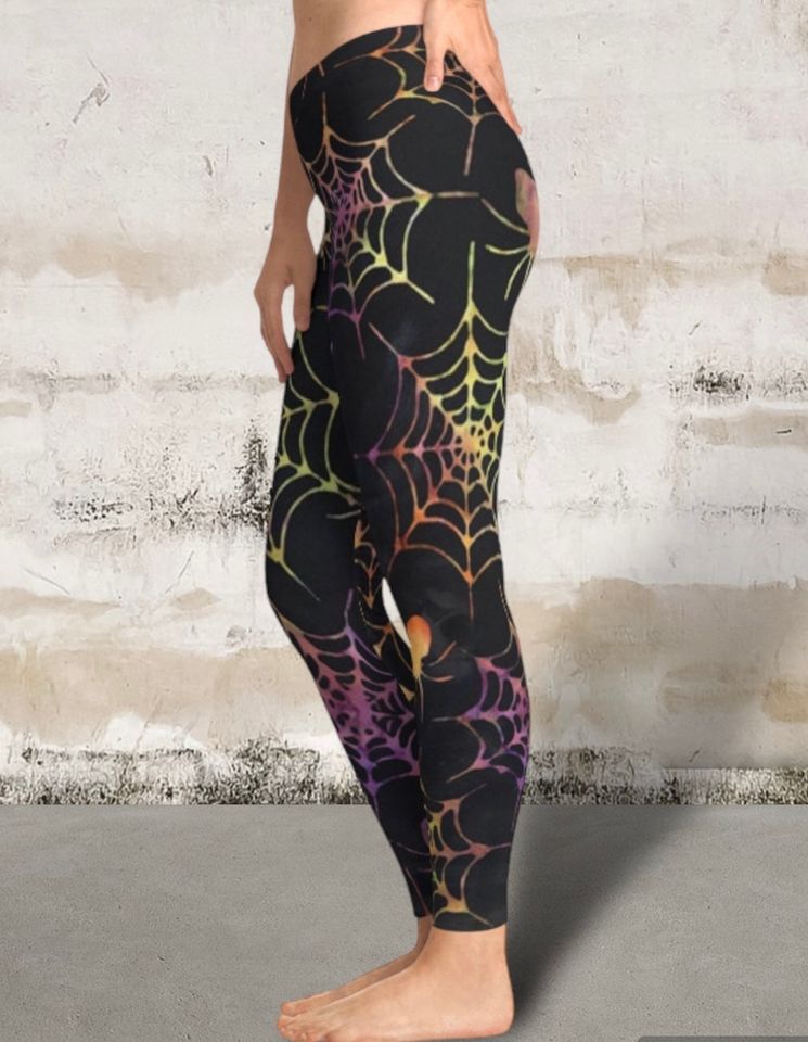 Soft Stretchy Leggings Halloween spider web, spooky yoga pants