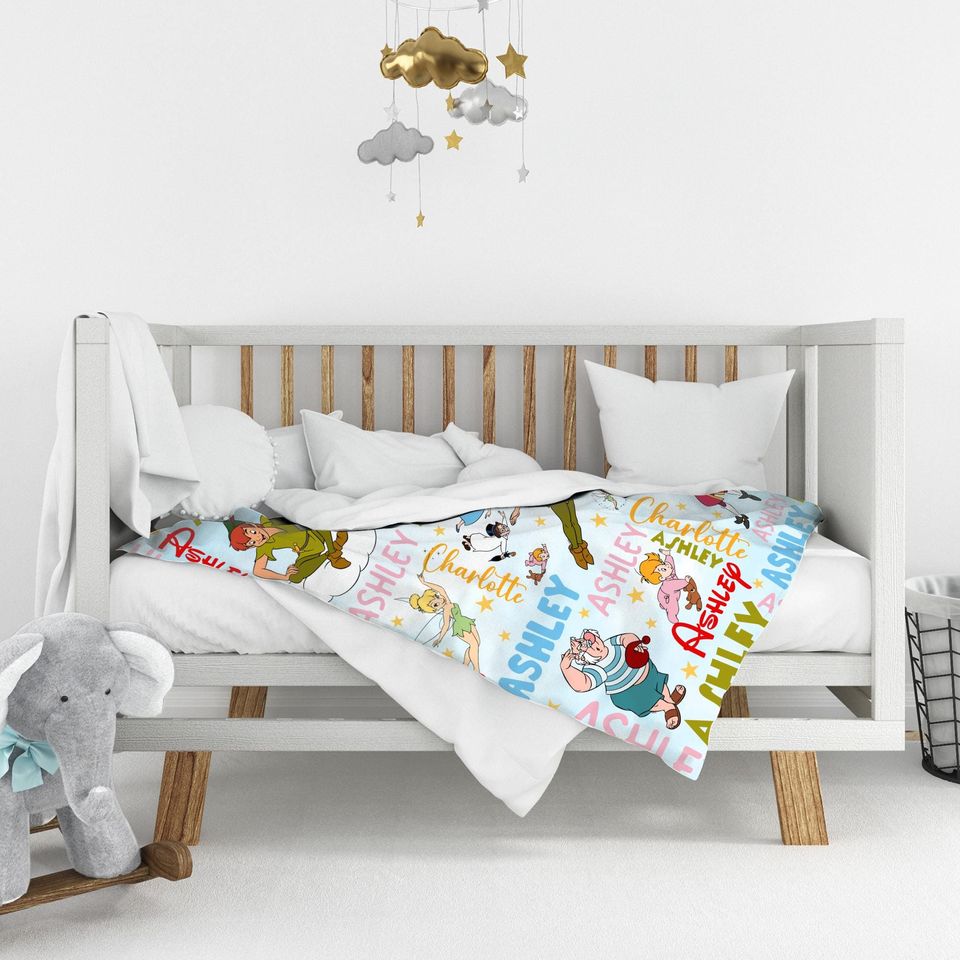 Custom Name Peter Pan Blanket, Peter Pan Wendy Tinker Bell Lost Boys Neverland