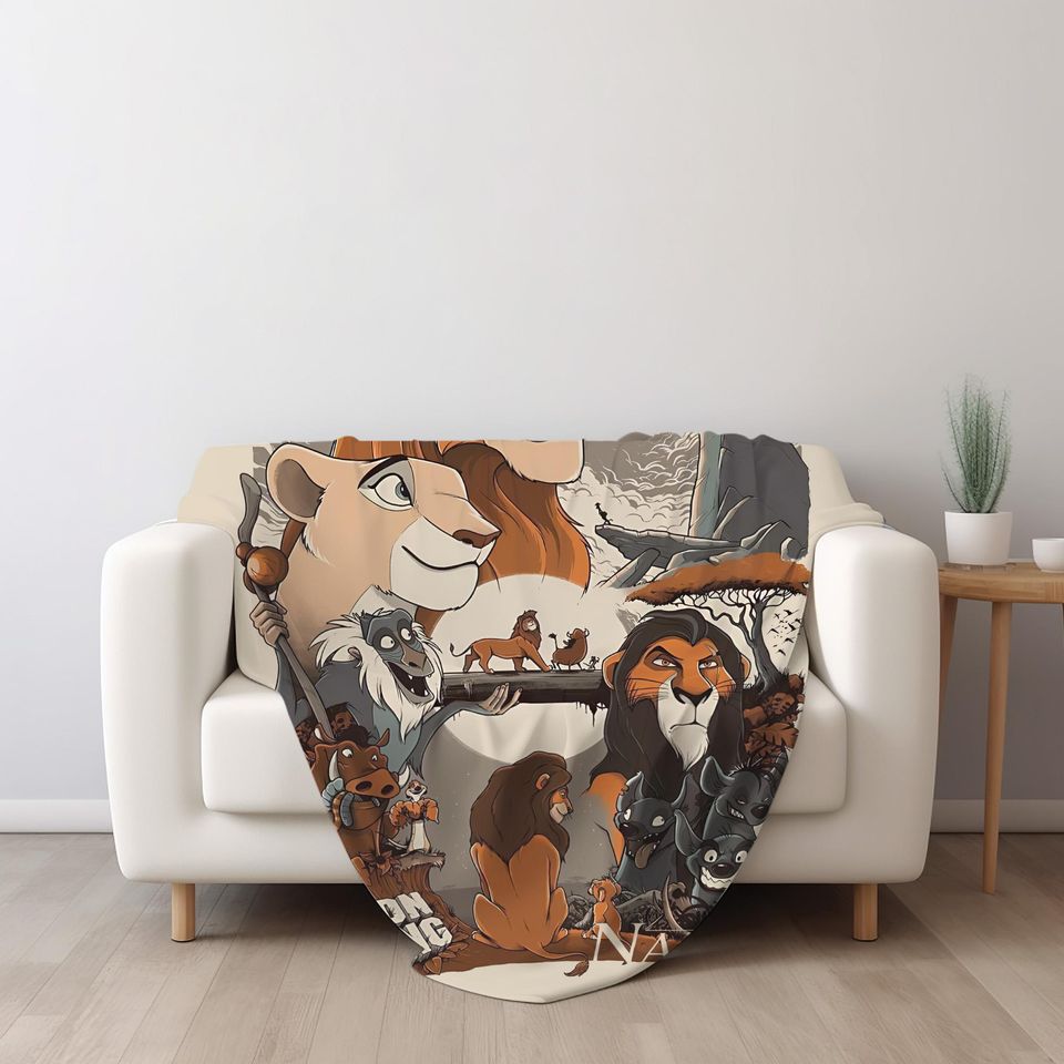 Personalized Disney Lion King Movie Blanket, Simba Mufasa Sofa Blanket