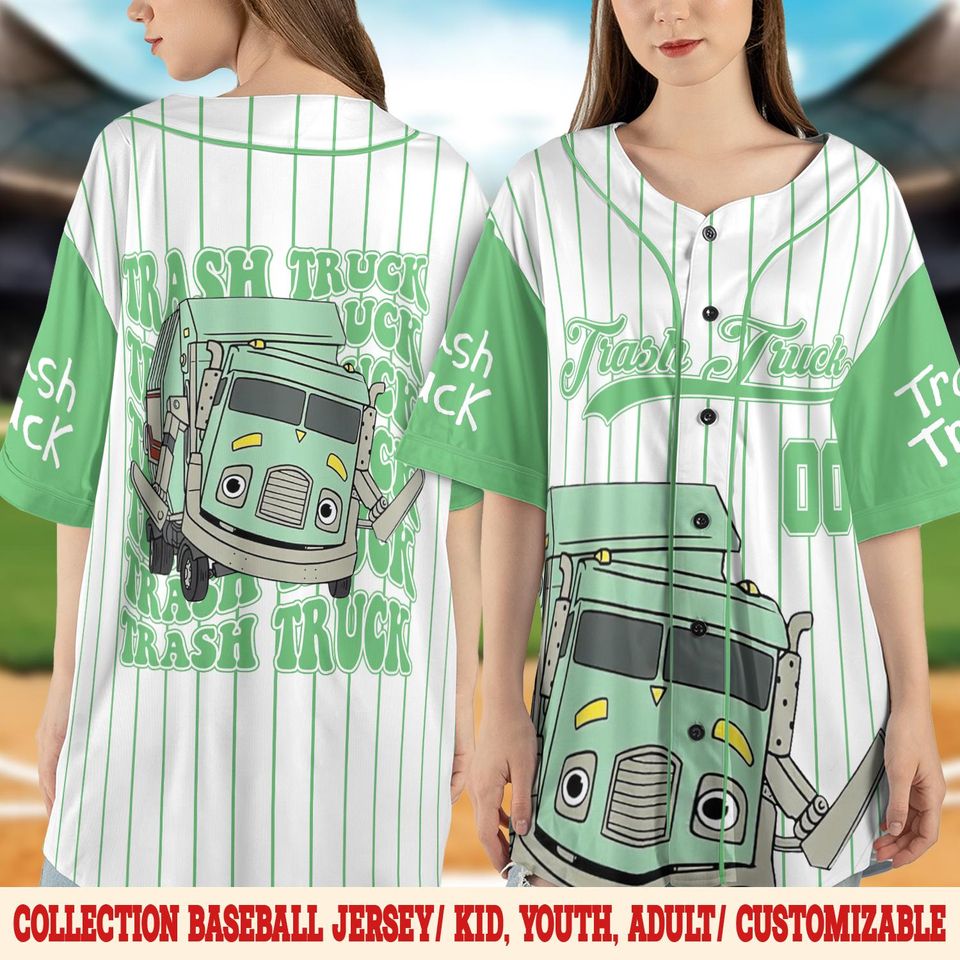 Personalized Trash Truck Baseball Jersey, Trash Truck Family Birthday