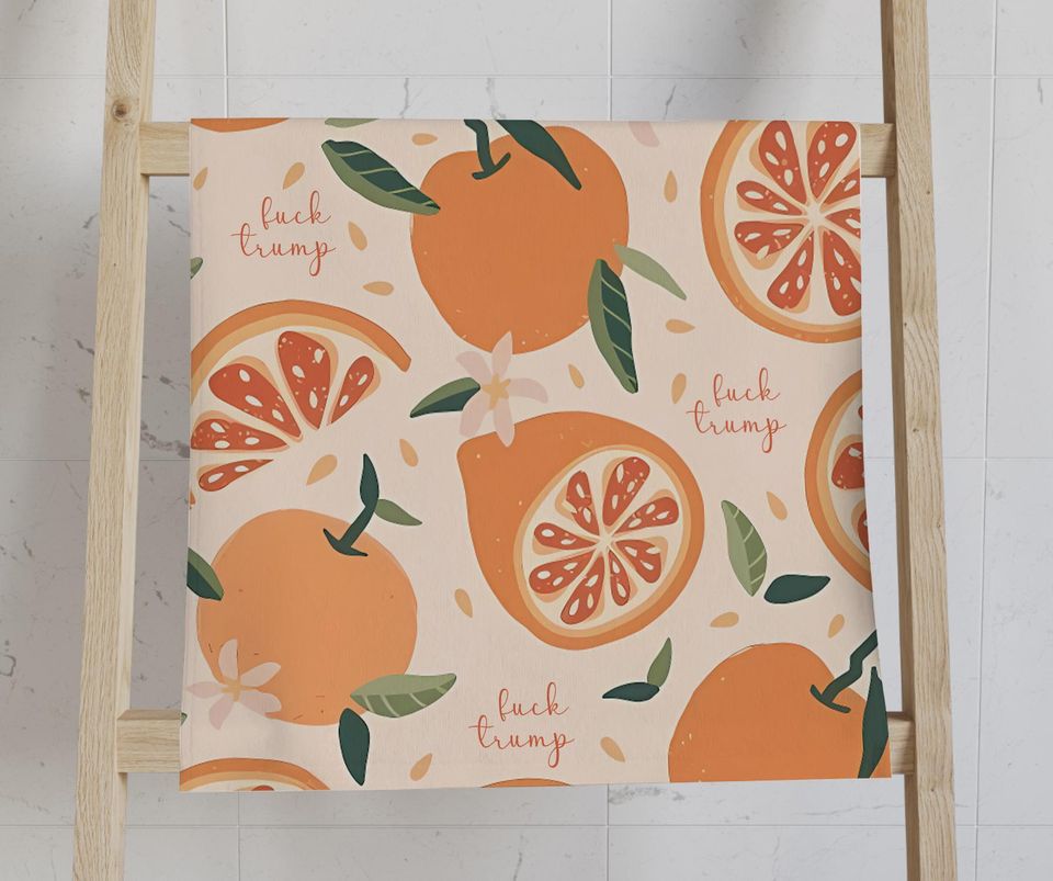 Subtle F*ck Trump Kitchen Towel, Orange FDT Tea Towel, Sarcastic Liberal Gift