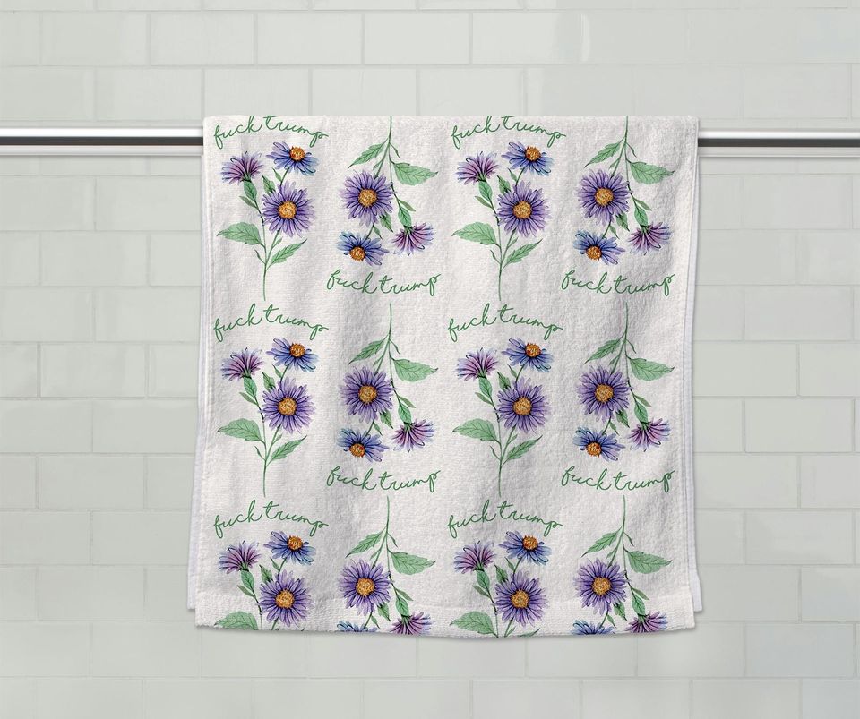 Pretty Spring Flower Subtle Fck Trump Towel, Bathroom Guest Hand Towel