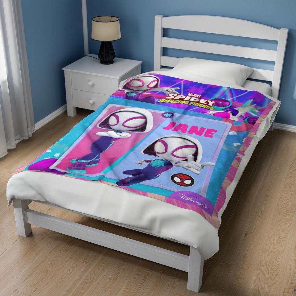 Personalized Name Spider Gwen Blanket , Spidey and His Amazing Friends, Spiderman Blanket