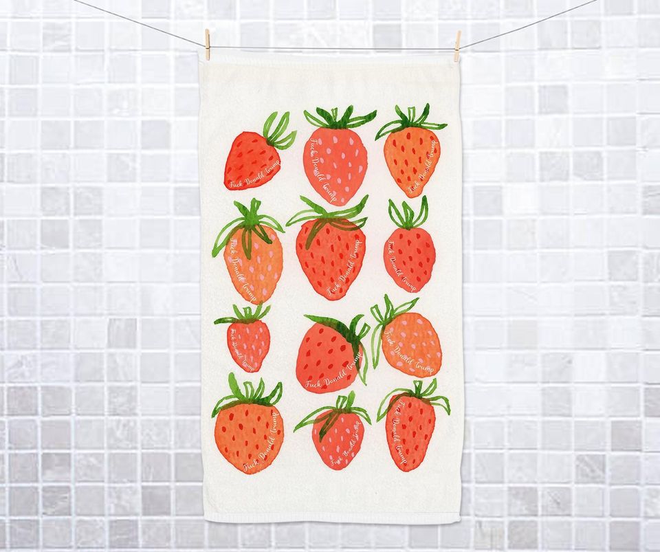 Subtle F*ck Trump Hand Towel, Strawberry Towel