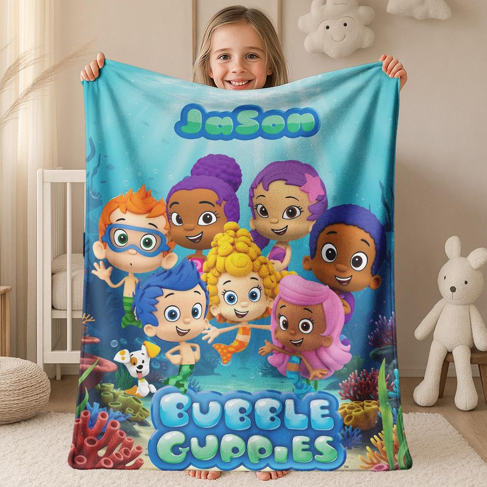Custom Bubble Guppies Blanket, Disney Bubble Guppies Velvet Blanket