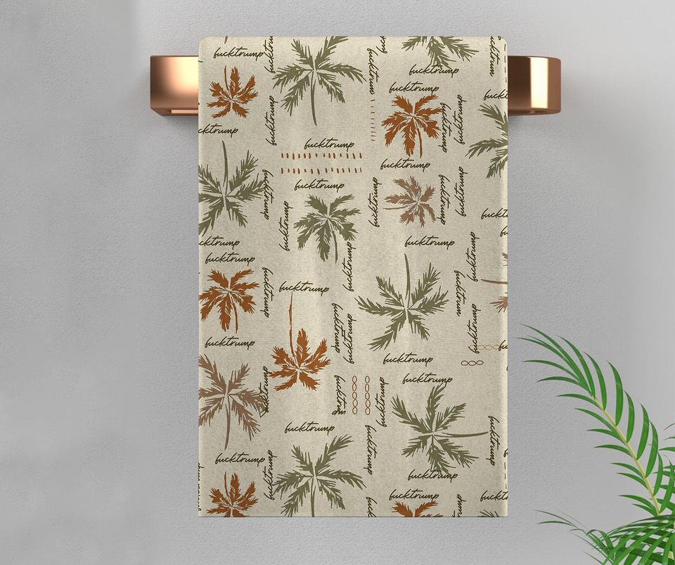 Tropical Palm Tree Funny Dish Towel, Hidden Message Political Hand Towel