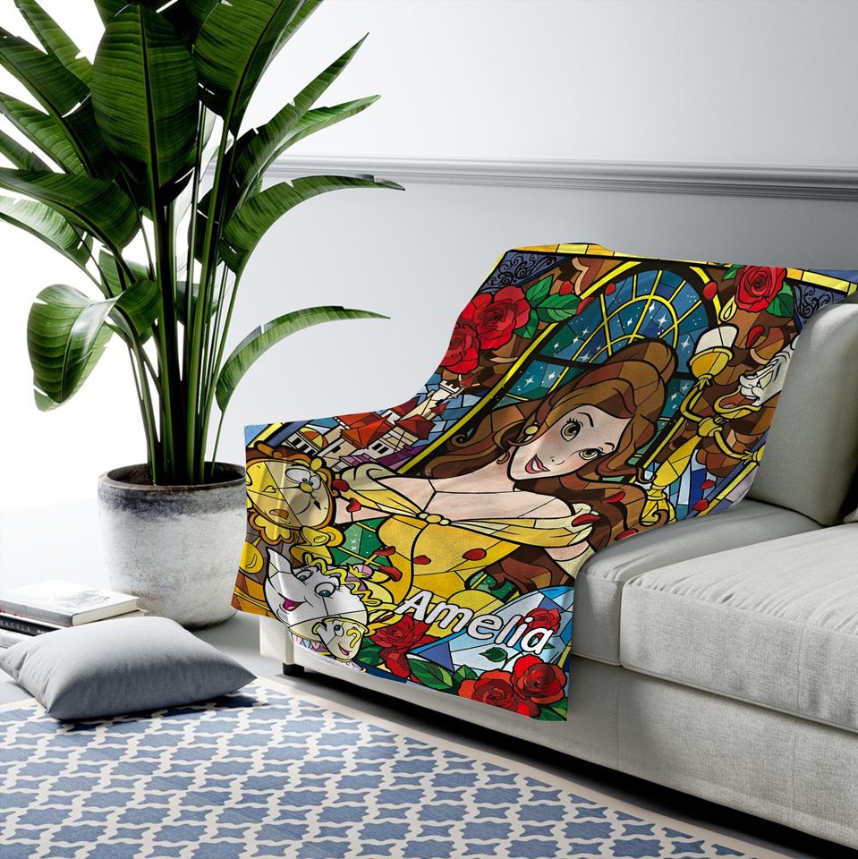 Personalized Beauty And The Beast Blanket, Belle Princess Blanket