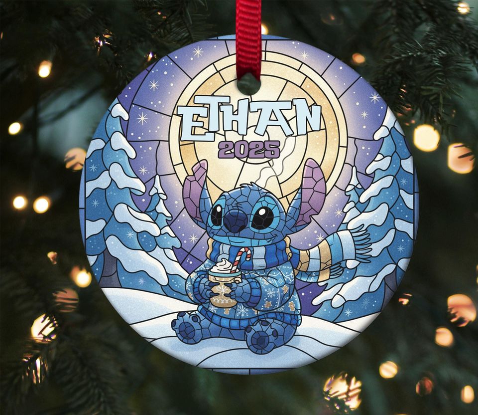 Personalized Stitch Christmas Ornament, Customized Stitch 2025 Christmas Tree Decor Gift