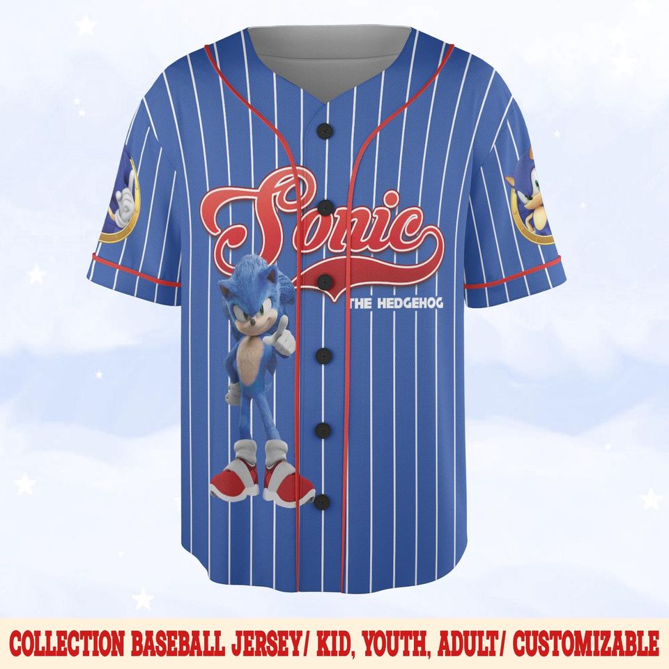 Personalized Sonic the Hedgehog Baseball Jersey, Retro Gamer Jersey