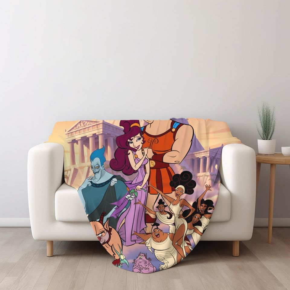 Hercules Movie Fleece Blanket, Hercules Megara Hades Home Decor