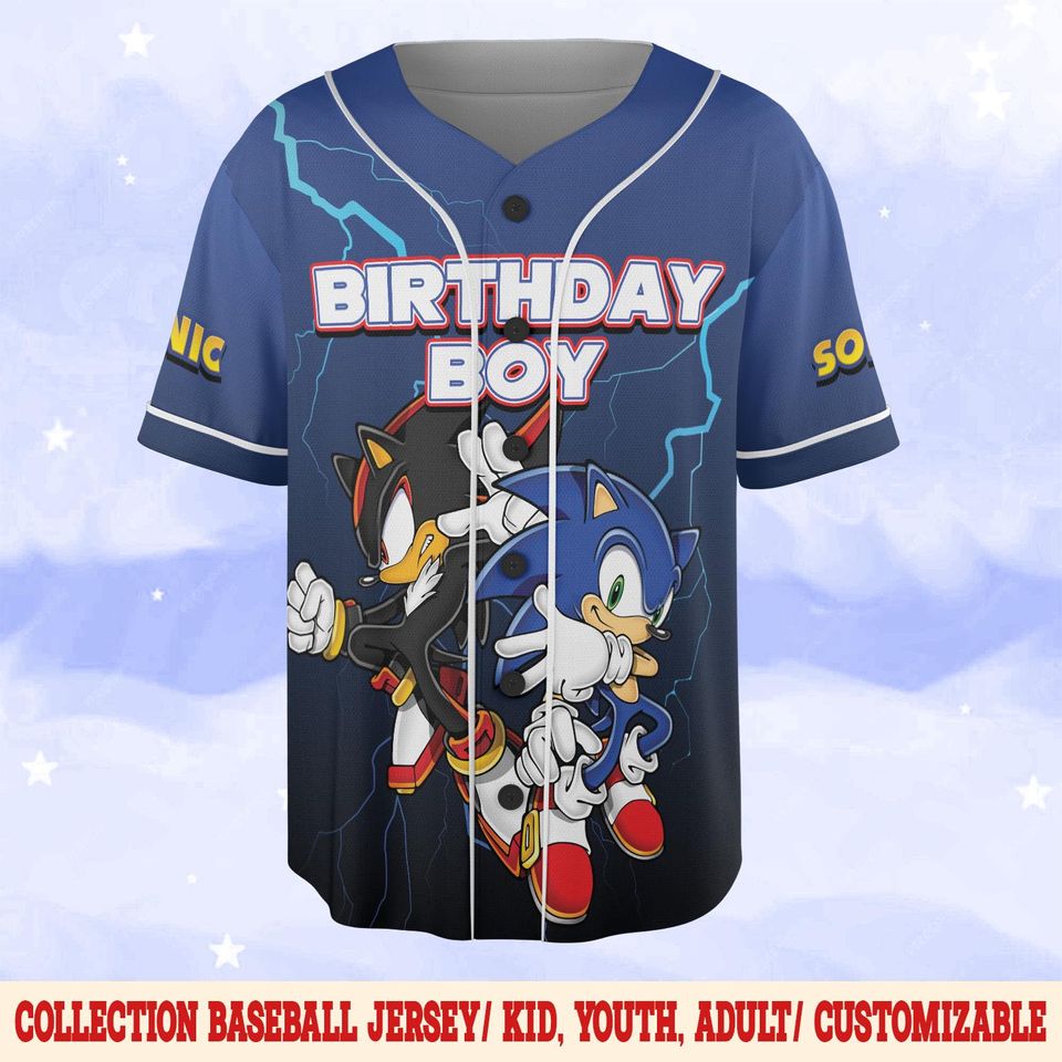 Custom Sonic Shadow The Hedgehog Baseball Jersey
