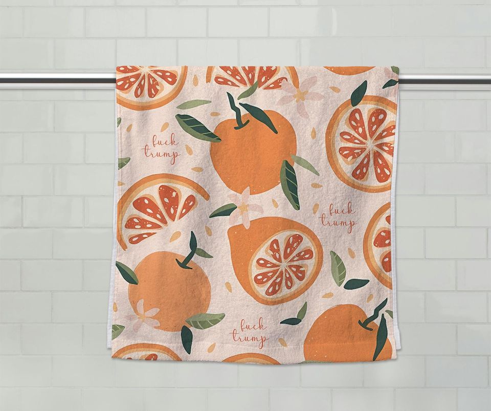 Subtle F*ck Trump Kitchen Towel, Orange FDT Tea Towel, Sarcastic Liberal Gift
