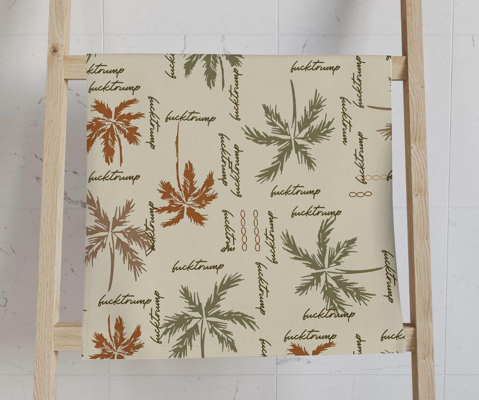 Tropical Palm Tree Funny Dish Towel, Hidden Message Political Hand Towel