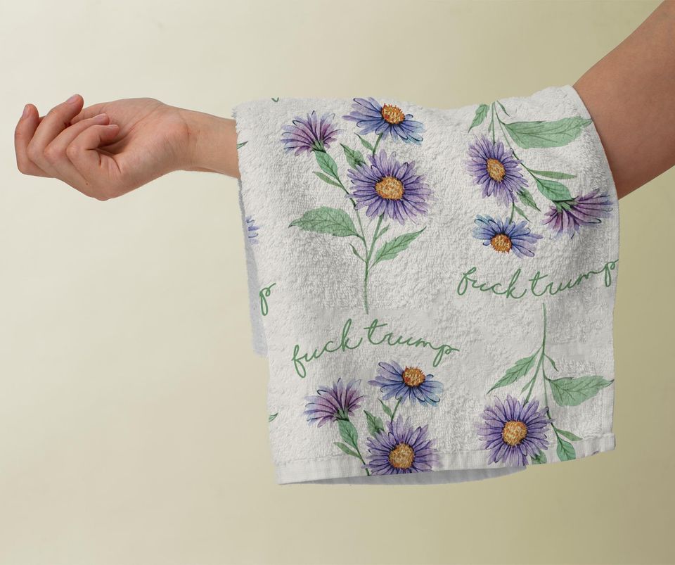 Pretty Spring Flower Subtle Fck Trump Towel, Bathroom Guest Hand Towel